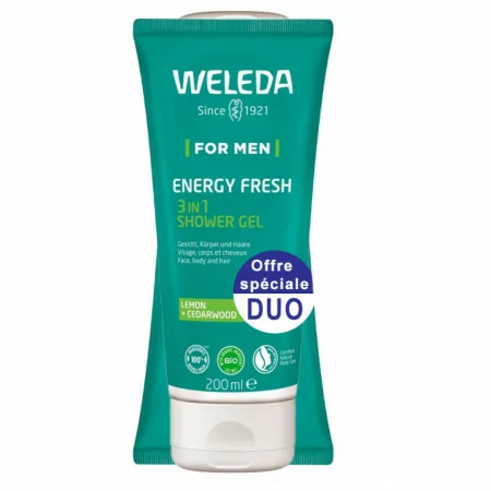 Weleda For Men Energy Fresh Gel Douche 3en1 2X200ml - Univers Pharmacie
