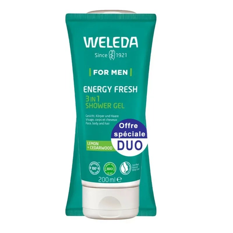 Weleda For Men Energy Fresh Gel Douche 3en1 2X200ml - Univers Pharmacie