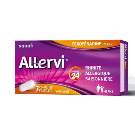 Sanofi Allervi Fexofénadine 120mg 7 comprimés pelliculés - Univers Pharmacie
