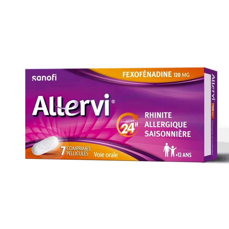 Sanofi Allervi Fexofénadine 120mg 7 comprimés pelliculés - Univers Pharmacie