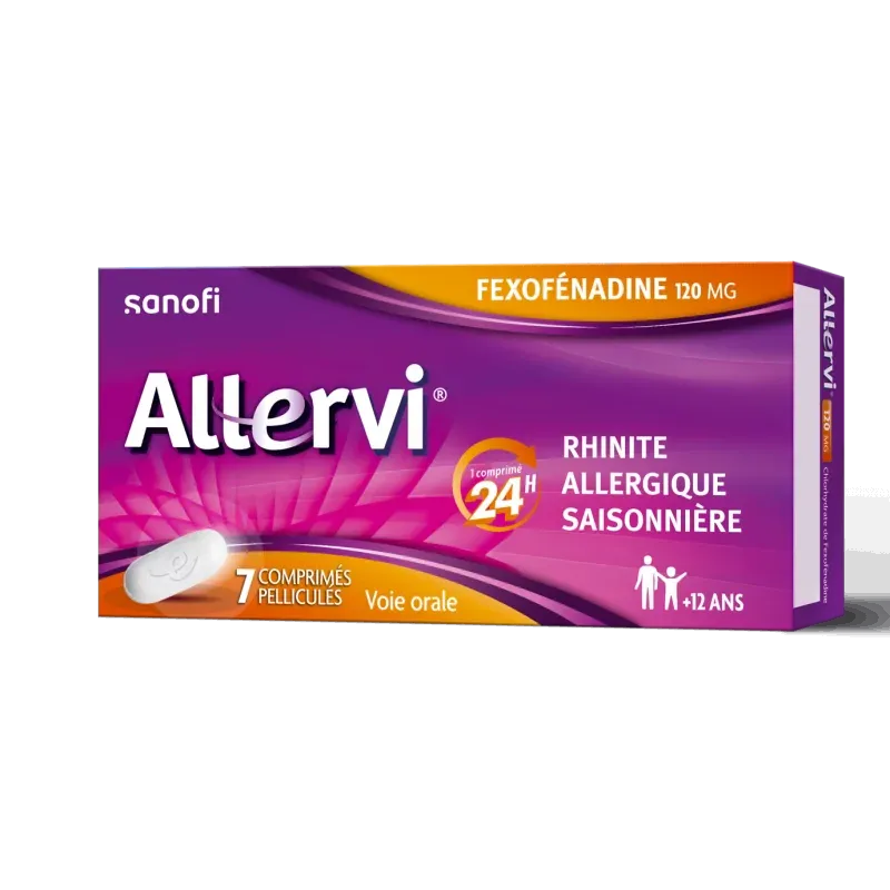 Sanofi Allervi Fexofénadine 120mg 7 comprimés pelliculés - Univers Pharmacie