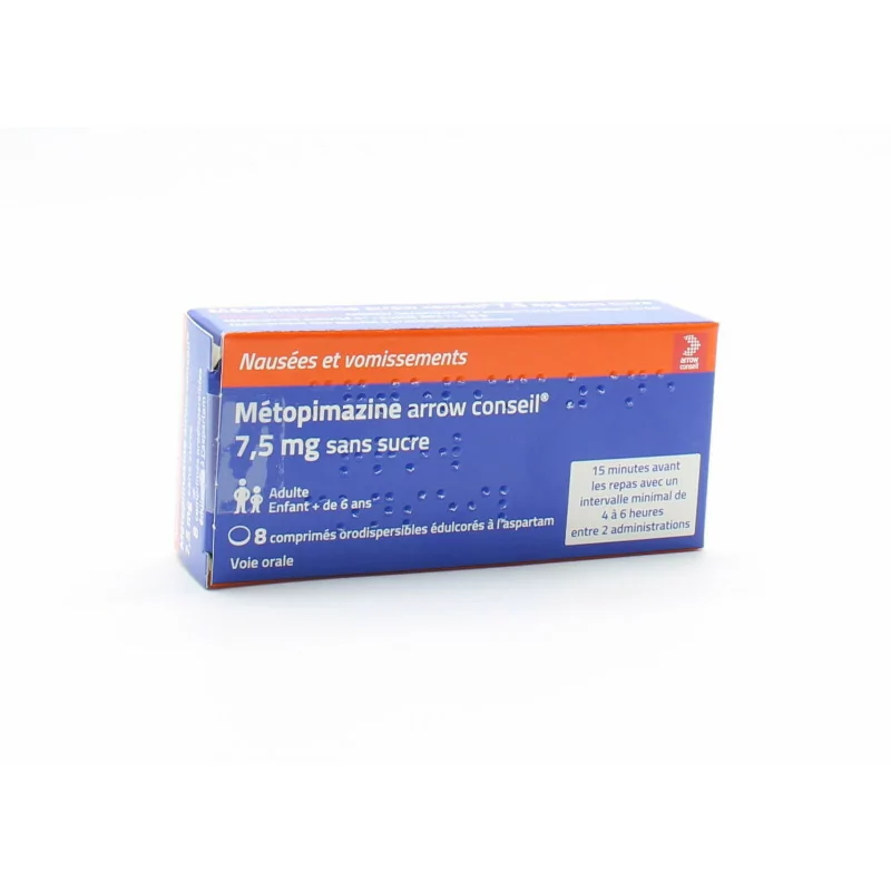 Métopimazine Arrow Conseil 7,5mg Sans Sucre 8 comprimés orodispersibles - Univers Pharmacie