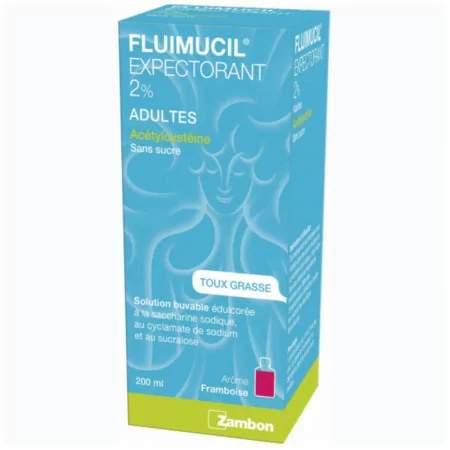 Fluimucil Expectorant 2% Adultes Sans Sucre Zambon 200ml - Univers Pharmacie