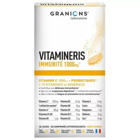 Granions Vitamineris Immunité 1000mg 30 comprimés effervescents - Univers Pharmacie