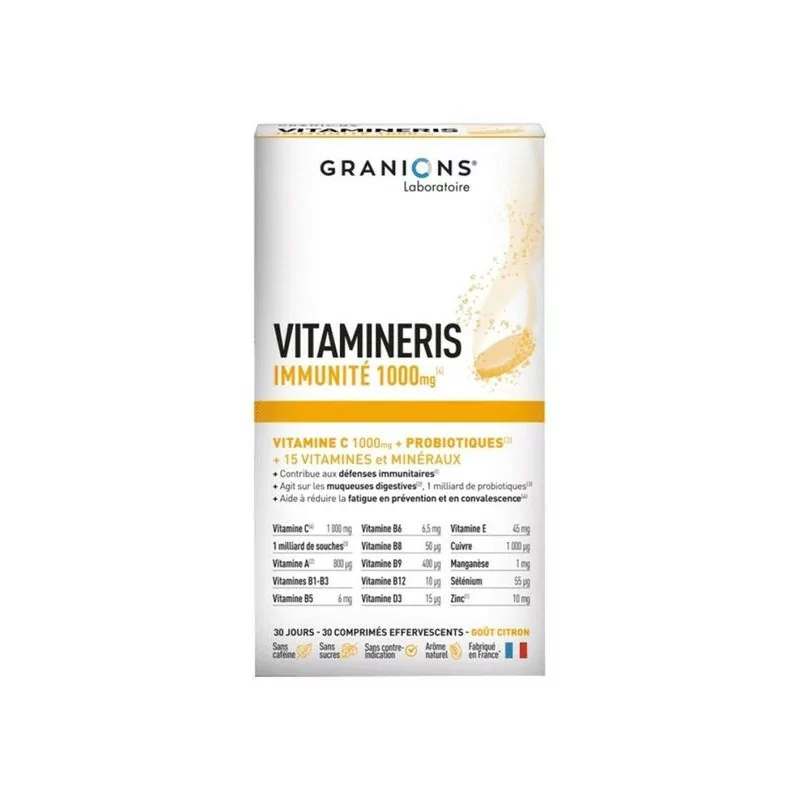 Granions Vitamineris Immunité 1000mg 30 comprimés effervescents - Univers Pharmacie