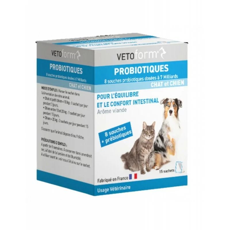 Vetoform Probiotiques Chat et Chien 15 sachets - Univers Pharmacie