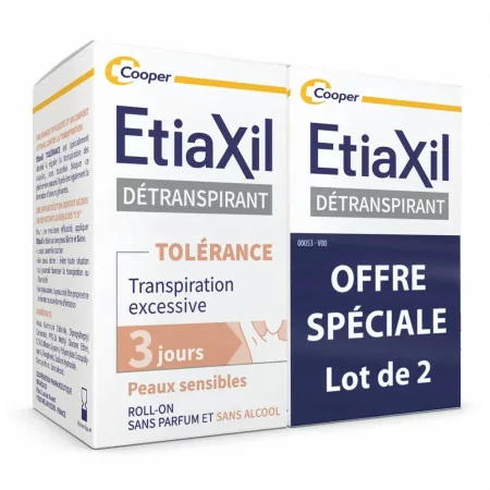 Etiaxil Détranspirant Tolérace Transpiration Excessive Peaux Sensibles 2X15ml - Univers Pharmacie