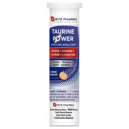 Forté Pharma Taurine Power 15 comprimés effervescents - Univers Pharmacie