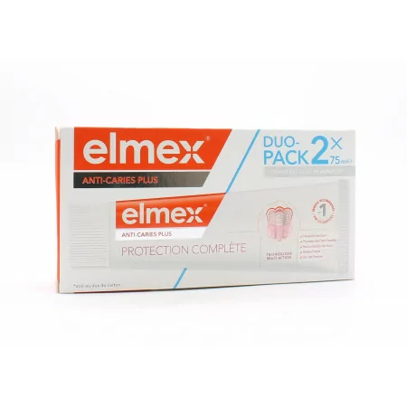 Elmex Anti-caries Plus Protection Complète Dentifrice 2X75ml - Univers Pharmacie