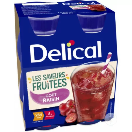 Delical Les Saveurs Fruitées Goût Raisin 4X200ml