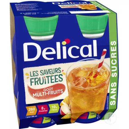 Delical Les Saveurs Fruitées Goût Multi-fruits Sans Sucres 4X200ml - Univers Pharmacie