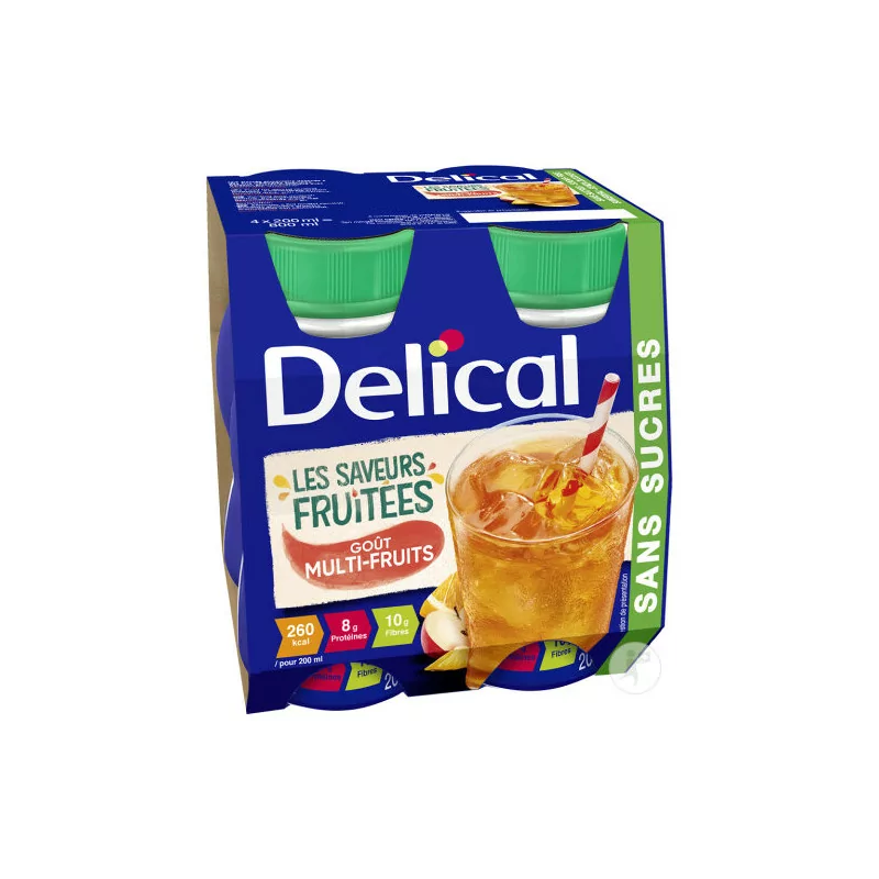 Delical Les Saveurs Fruitées Goût Multi-fruits Sans Sucres 4X200ml - Univers Pharmacie