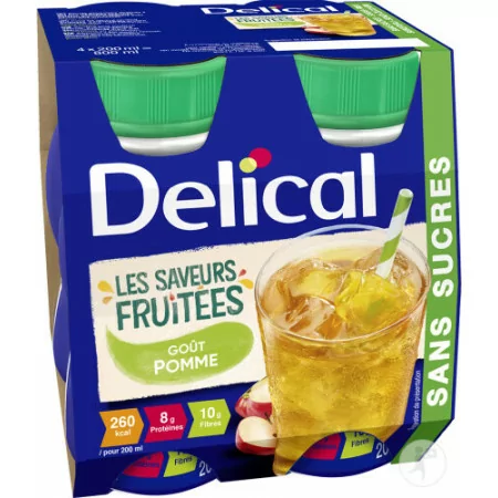 Delical Les Saveurs Fruitées Goût Pomme Sans Sucres 4X200ml - Univers Pharmacie