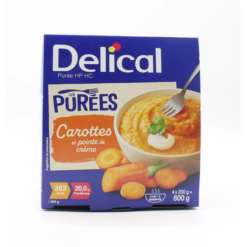 Delical Purée HP HC Carottes et Pointe de Crème 4X200g - Univers Pharmacie