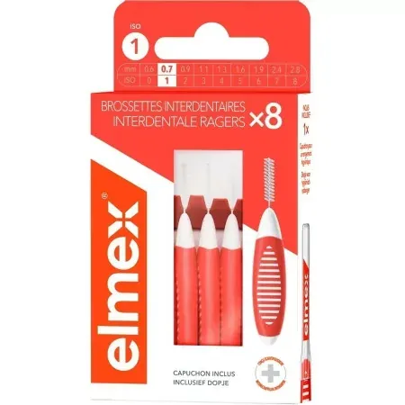 Elmex Brossettes Interdentaires ISO 1 0.7mm X8 - Univers Pharmacie