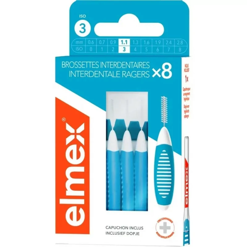 Elmex Brossettes Interdentaires ISO 3 1.1mm X8 - Univers Pharmacie