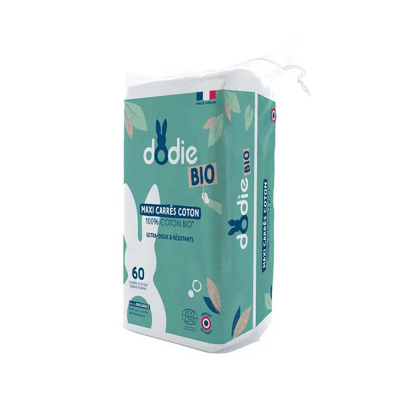 Dodie Maxi Carrés Coton 60 pièces - Univers Pharmacie