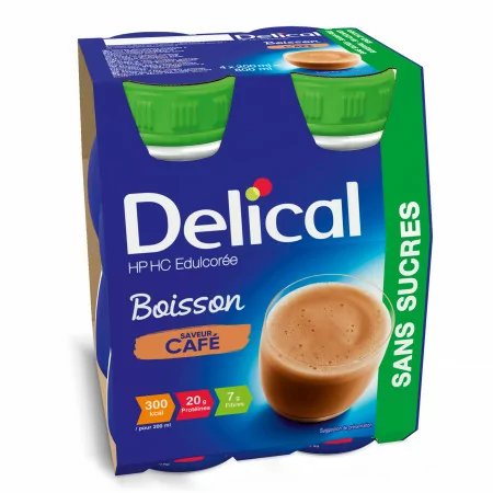 Delical HP HC Edulcorée Boisson Saveur Café 4X200ml