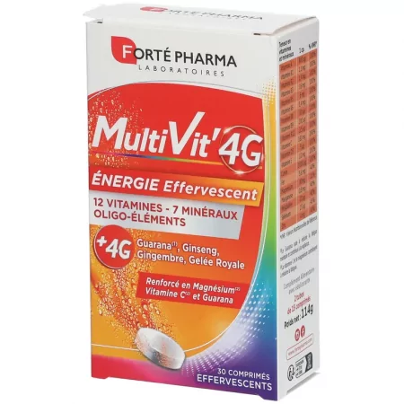 Forté Pharma MultiVit' 4G 30 comprimés effervescents - Univers Pharmacie