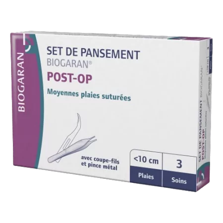 Set de Pansement Biogaran Post-op Moyennes Plaies Suturées 3 soins - Univers Pharmacie