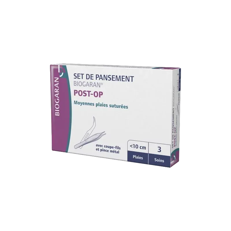 Set de Pansement Biogaran Post-op Moyennes Plaies Suturées 3 soins - Univers Pharmacie