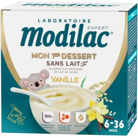 Modilac Mon 1er Dessert Sans Lait Vanille 6-36 mois 10 sachets - Univers Pharmacie