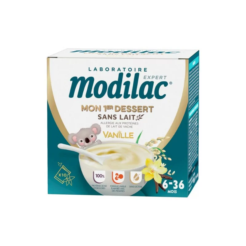 Modilac Mon 1er Dessert Sans Lait Vanille 6-36 mois 10 sachets - Univers Pharmacie