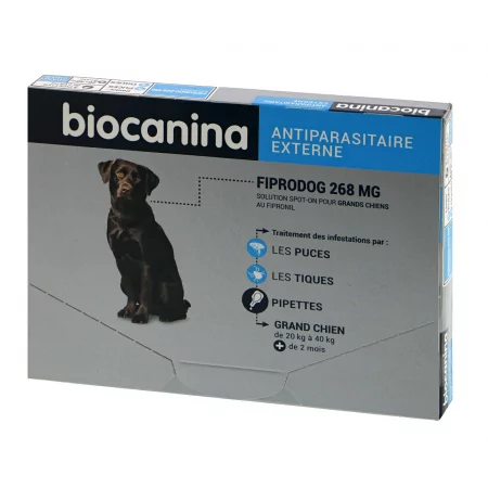 Biocanina Fiprodog 268mg Grands Chiens 20-40kg 3X2,68ml