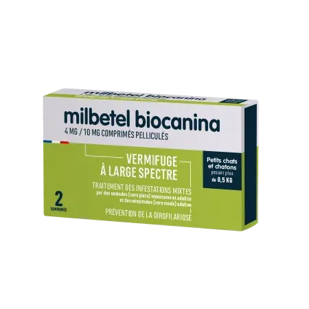 Milbetel Biocanina Vermifuge Petit Chat et Chaton 2 comprimés