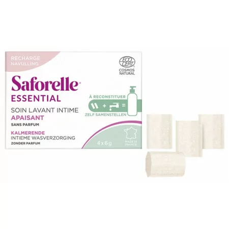 Saforelle Essential Soin Lavant Intime Apaisant Recharges 4X6g - Univers Pharmacie