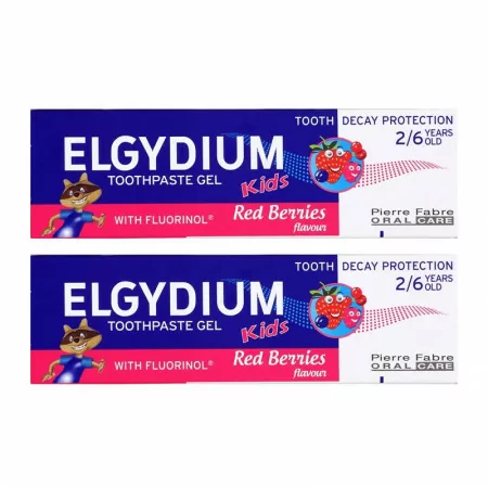 Elgydium Kids Gel Dentifrice Grenadine 2-6 ans 2X50ml