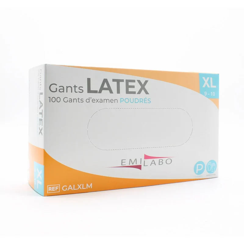 Emilabo Gants Latex Poudrés Taille XL X100 - Univers Pharmacie