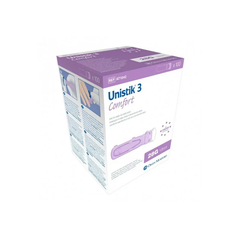 Unistik 3 Comfort Autopiqueur Usage Unique 28G X100 - Univers Pharmacie