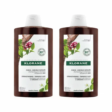 Klorane Force Shampooing à la Quinine & Edelweiss Bio 2x400ml - Univers Pharmacie