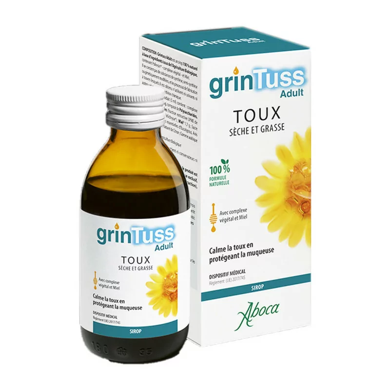 Aboca GrinTuss Adulte Toux Sèche et Grasse Sirop 180g - Univers Pharmacie