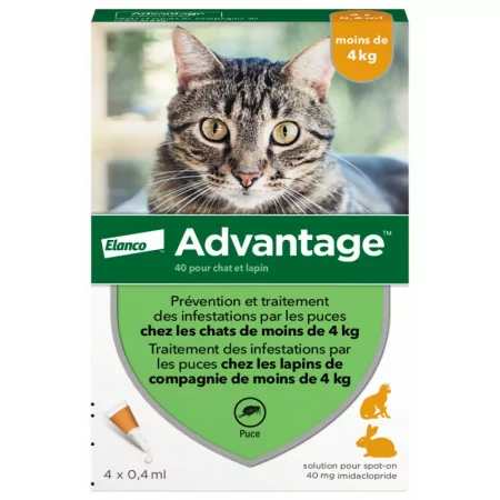 Advantage 40 Chat et Lapin 4X0,4ml - Univers Pharmacie