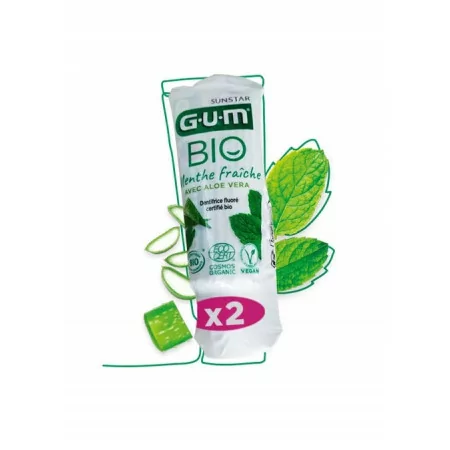 GUM Bio Dentifrice Menthe Fraîche 2X12ml - Univers Pharmacie