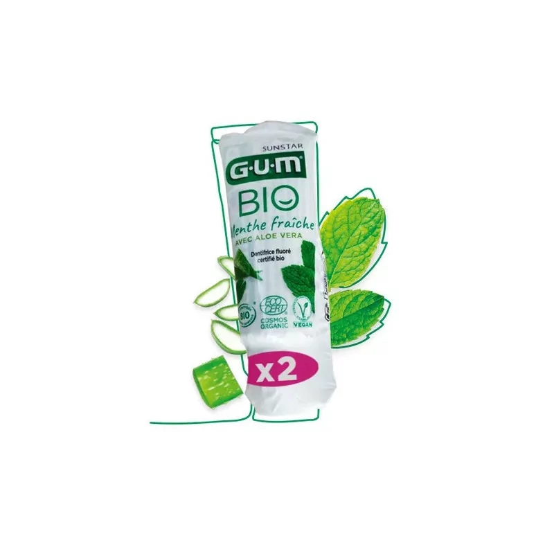 GUM Bio Dentifrice Menthe Fraîche 2X12ml - Univers Pharmacie