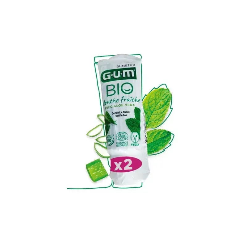 GUM Bio Dentifrice Menthe Fraîche 2X12ml - Univers Pharmacie