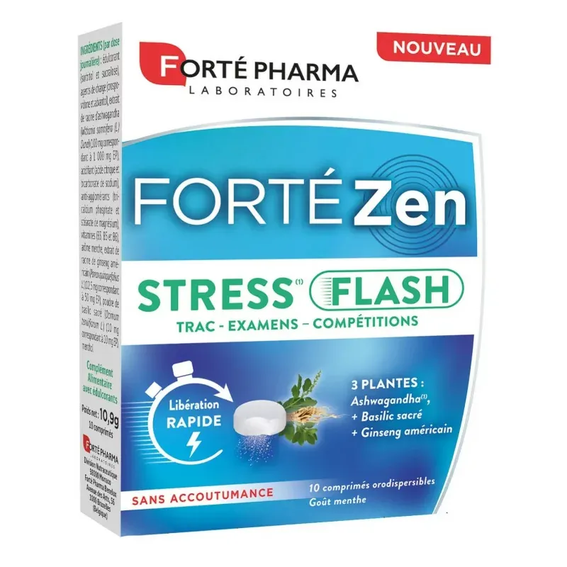 Forté Pharma Forté Zen Stress Flash 10 comprimés orodispersibles - Univers Pharmacie Forté Pharma Forté Zen Stress Flash 10 comprimés orodispersibles - Univers Pharmacie