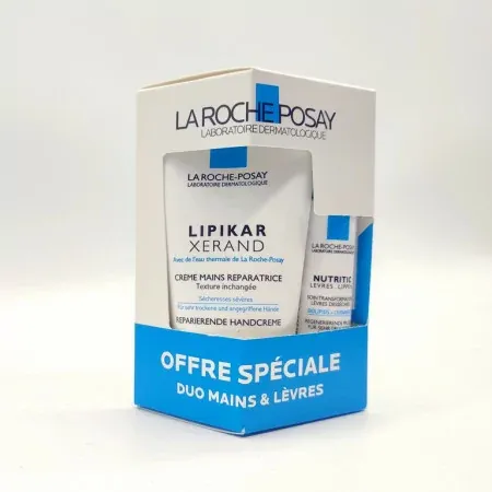 La Roche Posay Duo Lèvres Mains Lipikar Xerand Crème Mains Réparatrice +  Nutritic Stick Lèvres - Univers Pharmacie