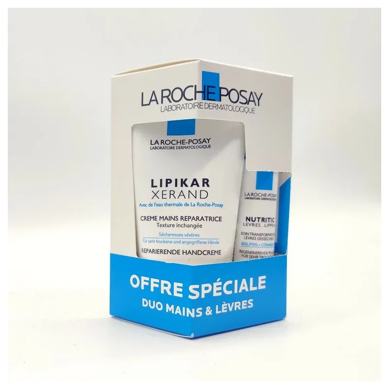 La Roche Posay Duo Lèvres Mains Lipikar Xerand Crème Mains Réparatrice +  Nutritic Stick Lèvres - Univers Pharmacie