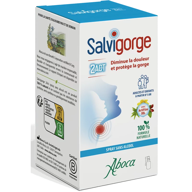 Aboca Salvigorge 2 Act Spray sans alcool 30ml - Univers Pharmacie