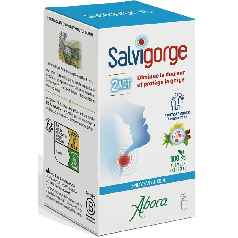 Aboca Salvigorge 2 Act Spray sans alcool 30ml - Univers Pharmacie