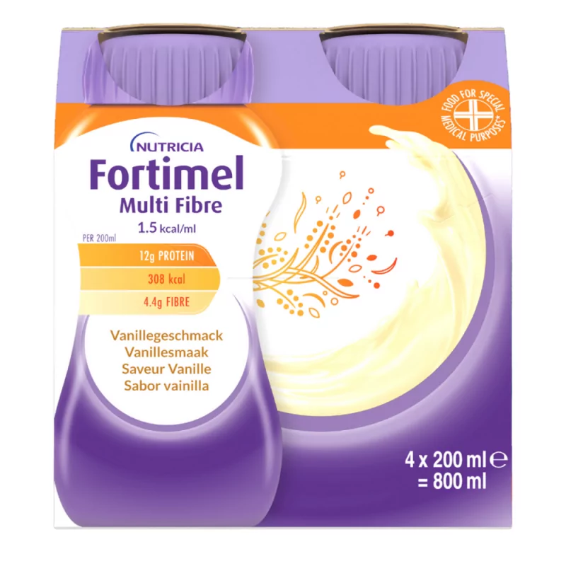 Fortimel Energy Multi Fibre Arôme Vanille 4 X200ml - Univers Pharmacie