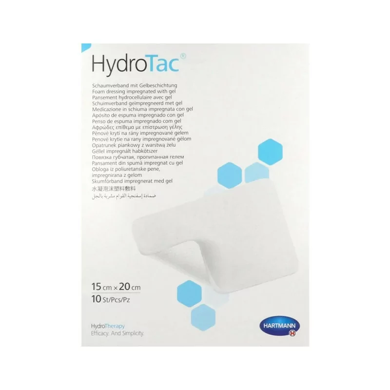 HydroTac Pansement Hydrocellulaire avec Gel 15X20cm 10 pièces - Univers Pharmacie