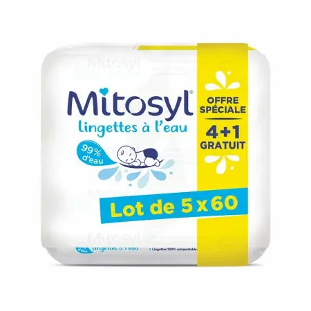 Mitosyl Lingettes à l'Eau 5x60 - Univers Pharmacie