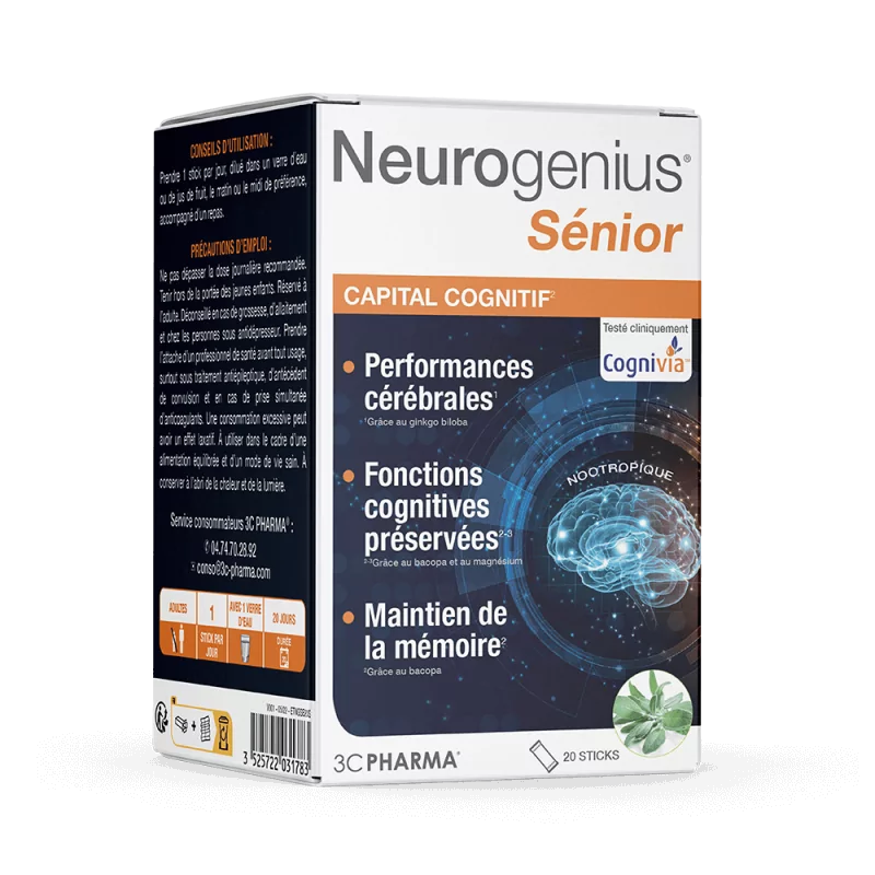 3C Pharma Neurogenius Sénior 20 sticks  - Univers Pharmacie