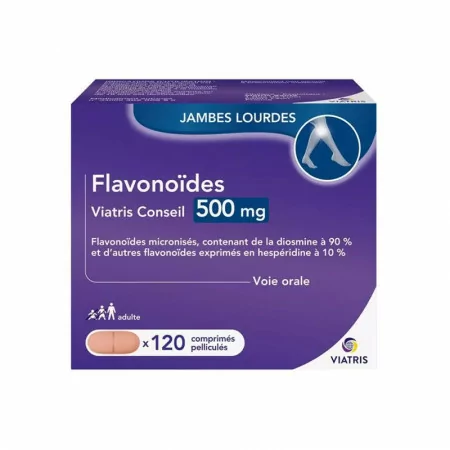 Viatris Conseil Flavonoïdes 500mg Jambes Lourdes 120 comprimés - Univers Pharmacie