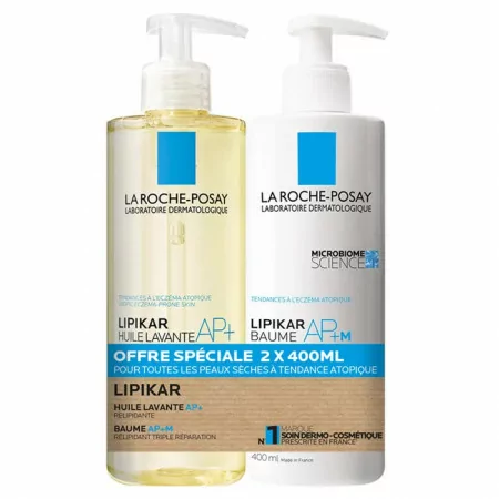 La Roche Posay Lipikar Huile Lavante AP+ + Baume Relipidant AP+M 2X400ml - Univers Pharmacie